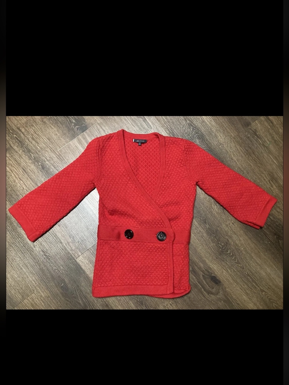 Anne Klein Red Textured Cardigan Sweater Size PP 0-2 100% Wool